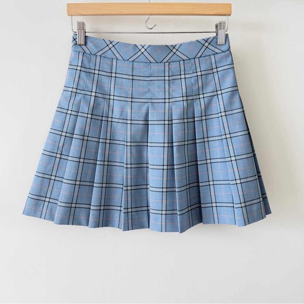 UNIQLO Blue Plaid Pleated Mini Skirt Size S Preppy Y2K Tennis - Picture 2 of 11